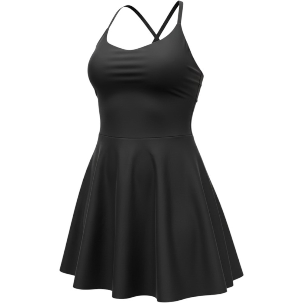 OFFLINE by Aerie Real Me Exercise Dress Black Strappy Back Built-in Shorts XL